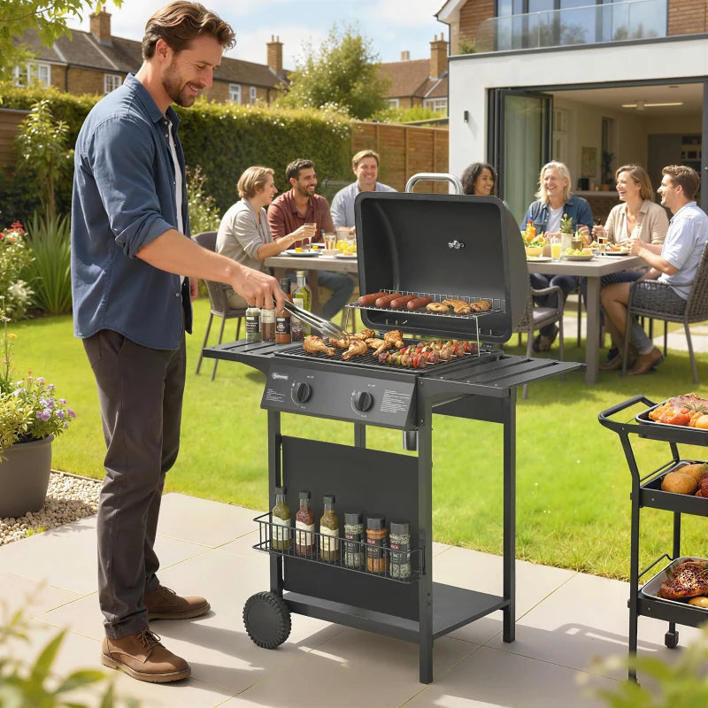 Nancy's Sedrina Gasbarbecue - BBQ - Barbecue op wielen - Thermometer - Tweezone-temperatuurregeling - Zwart
