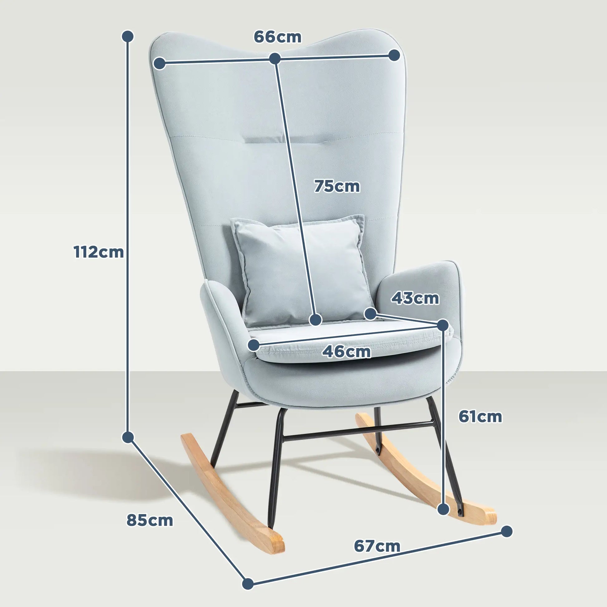 Nancy's Marmeleiro Schommelstoel - Relaxstoel - Loungestoel - Lichtgrijs - Fluweel