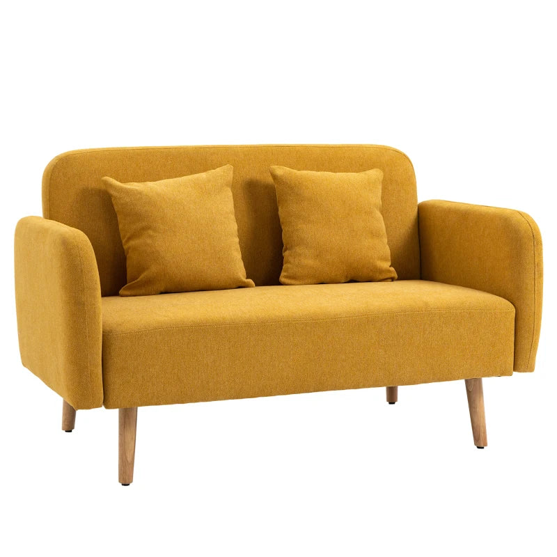 Nancy's Seregno 2-Zitsbank - Tweezitsbank - Woonkamerbank - Zitbank - Geel - Fluweel - 130 x 70 x 80 cm