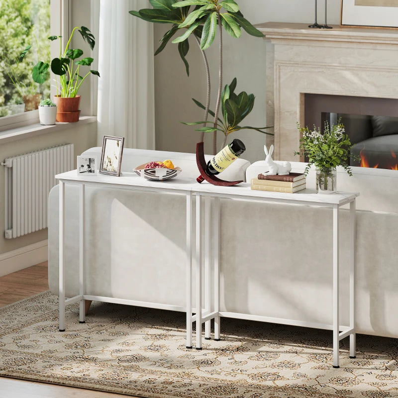 Nancy's Menaggio Sidetable - Consoletafel - Bijzettafel - Wit - Marmerlook - ± 75 x 25 x 75 cm