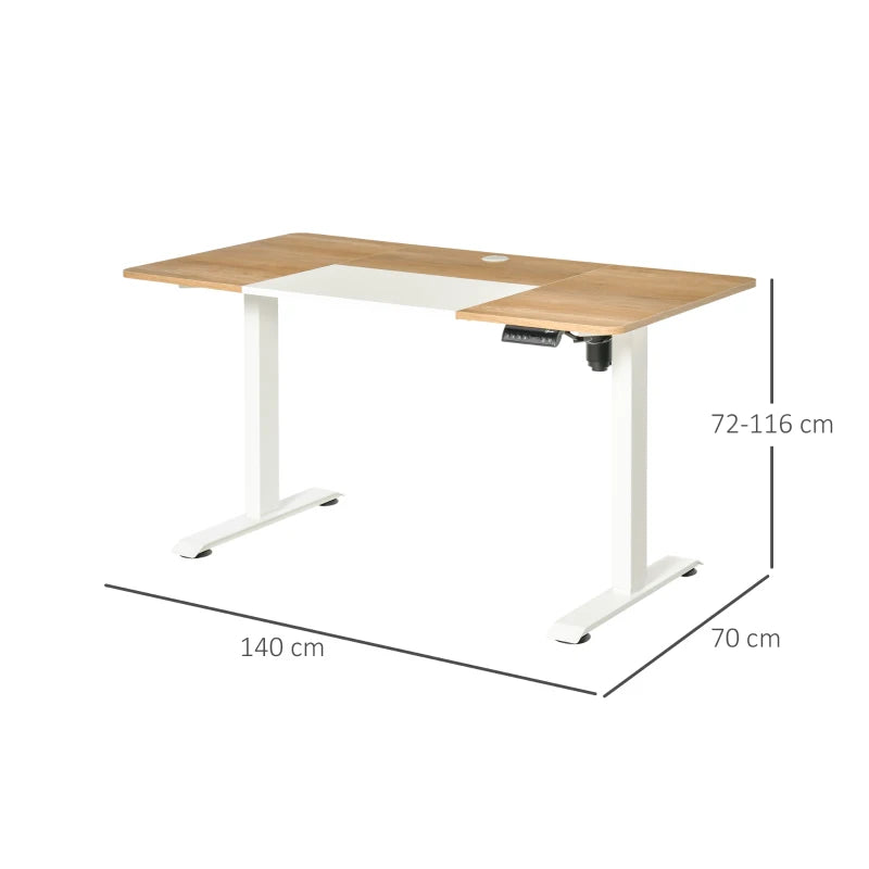 Nancy's Asciano Verstelbaar Bureau - Elektrisch Bureau - Zit-Sta Bureau - Naturel / Wit - 140 x 70 x 72-116 cm