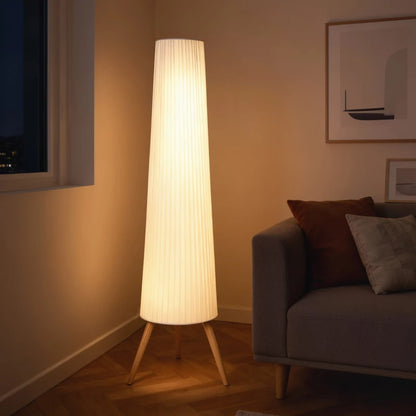 Nancy's Parrano Vloerlamp - Staande Lamp - LED-Lamp - Dimbaar - Wit - Staal / Hout