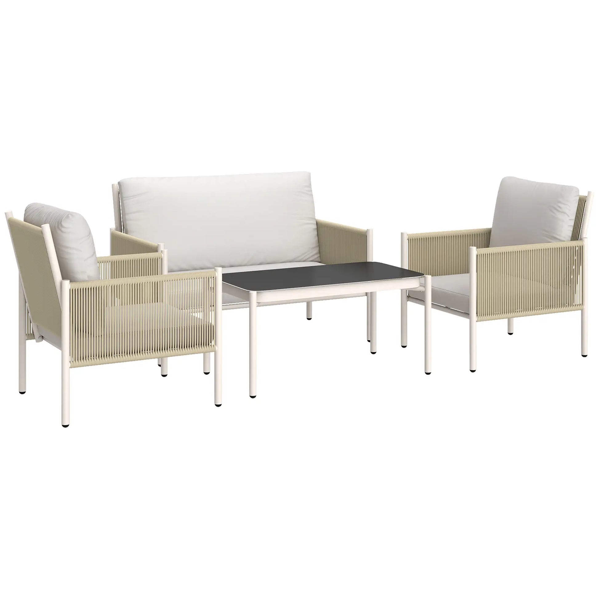 Nancy's Gallio Loungeset - Tuinset - Tuinmeubelset - Lichtgrijs / Bruin - Rotan