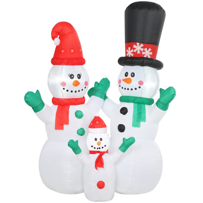 Nancy's Oriolo Opblaasbare Kerst Sneeuwpoppen - LED-Lampjes - Rood / Groen / Zwart - 165 x 80 x 180 cm