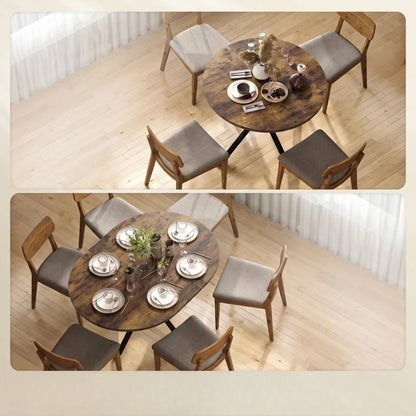 Nancy's Tossicia Eettafel Ovaal - Uitschuifbare eettafel - Tafel ovaal - Bruin / Zwart - MDF / Staal
