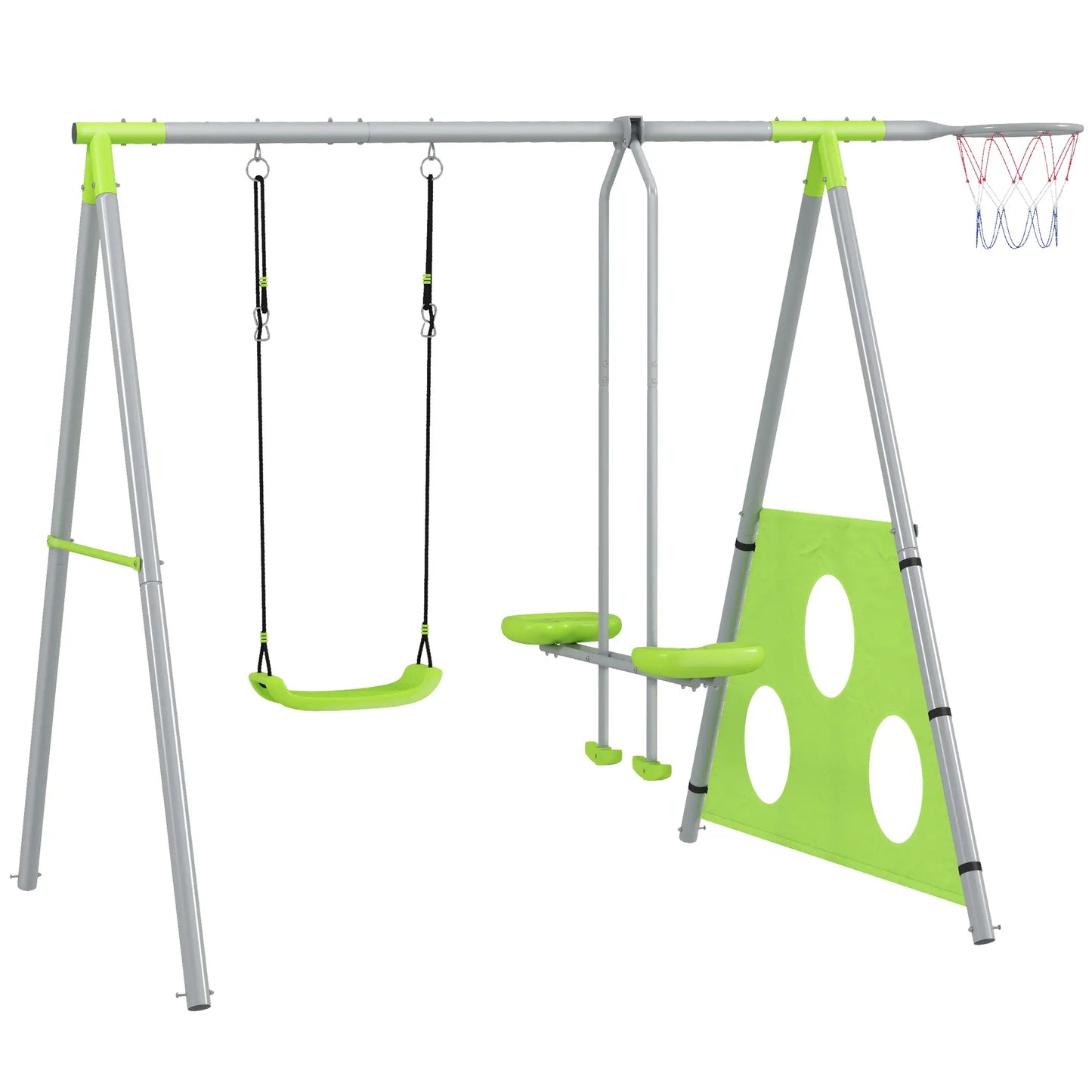 Nancy's Dragoni Speeltoestel - Kinderschommel - Schommelset - Groen / Grijs - ± 215 x 180 x 180 cm
