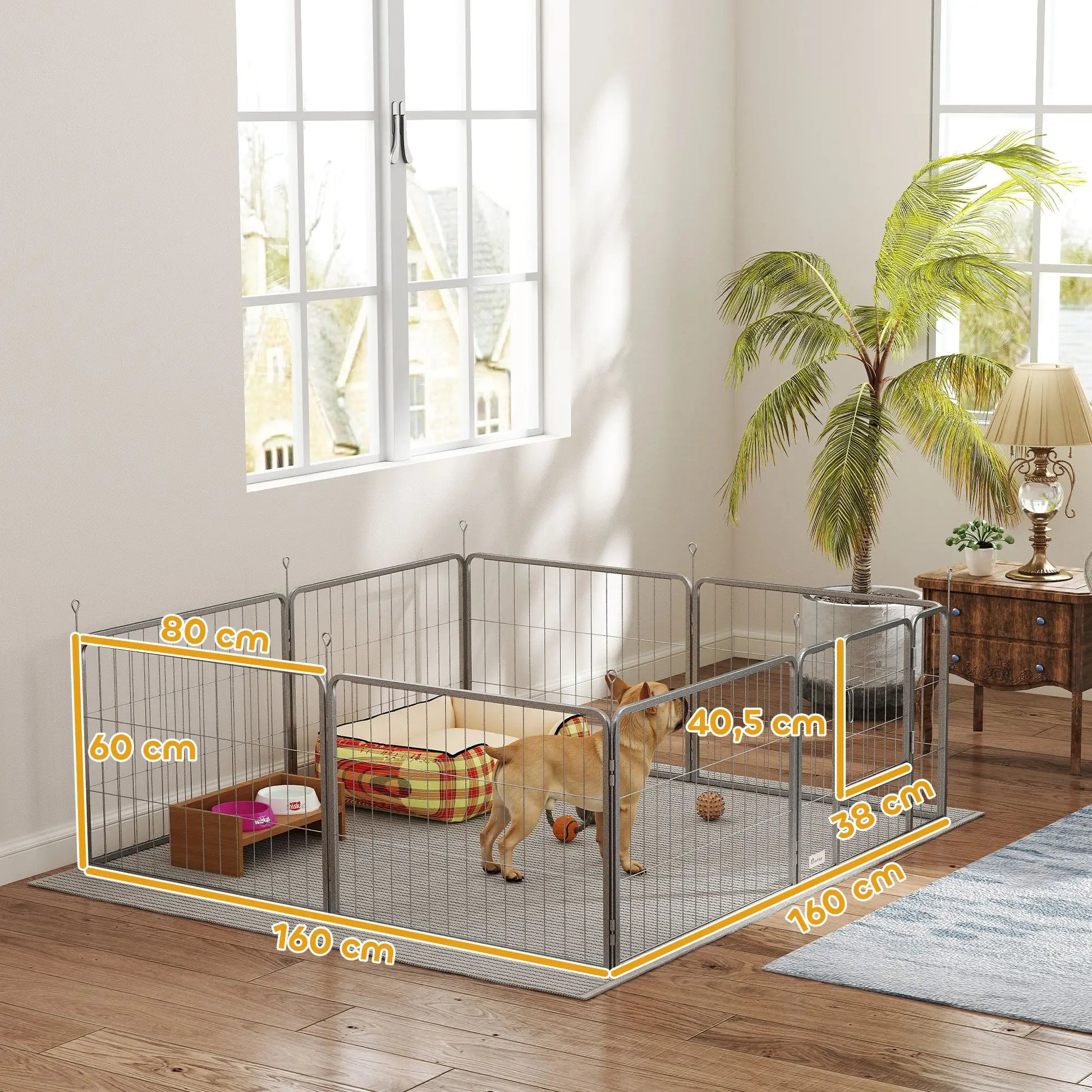 Nancy's Colbordolo Hondenbox - Puppybox - Puppyren - Hondenren - Zilver - Staal