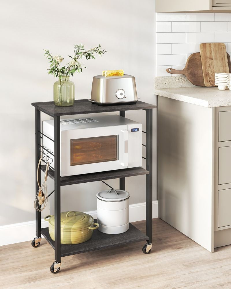 Nancy's San Juan Trolley - Serveerwagen - Keukentrolley - Zwart - ± 60 x 40 x 90 cm