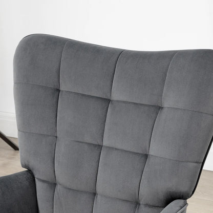 Nancy's Caldelas Relaxfauteuil - Relaxstoel - Met voetenbankje - Grijs - Fluweel / Staal