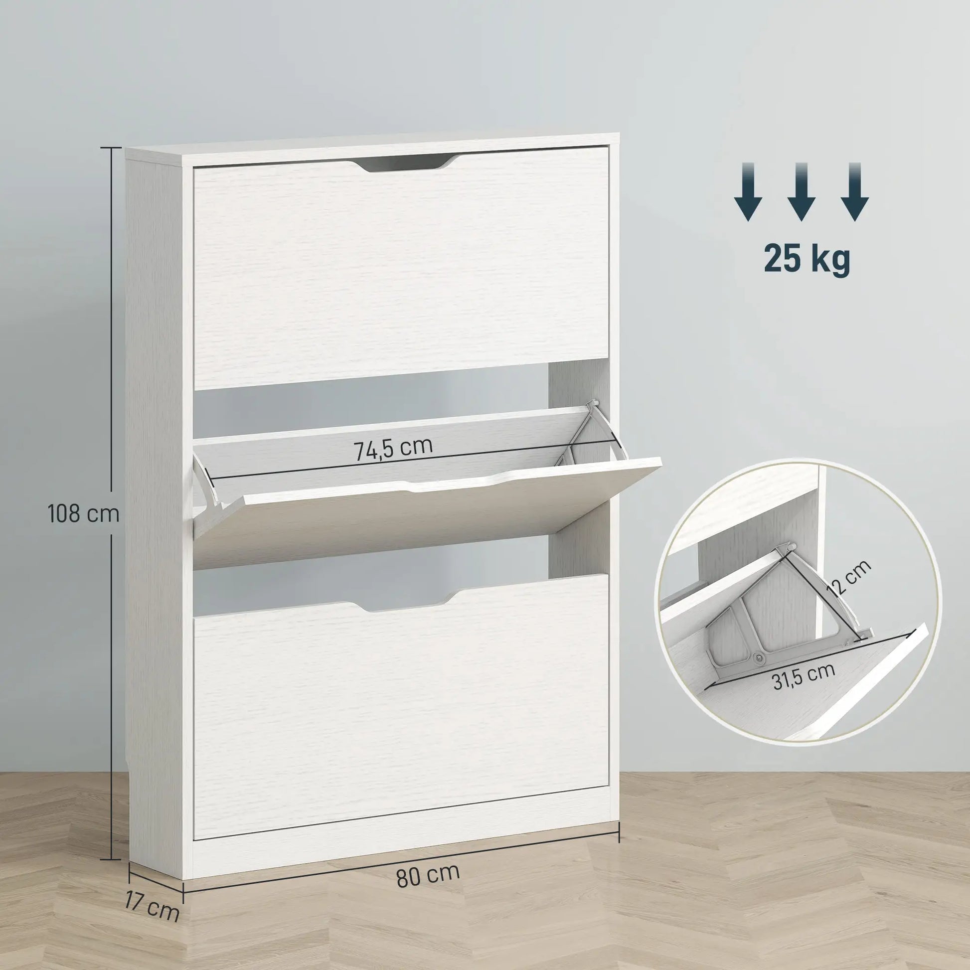 Nancy's Cropani Schoenenkast - Opbergkast voor Schoenen - Wit - ± 80 x 20 x 110 cm