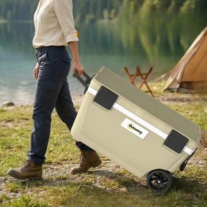 Nancy's Sparone Koelbox - Koeler - Campingkoelbox - Draaggreep en Wielen - Kaki - 70 Liter