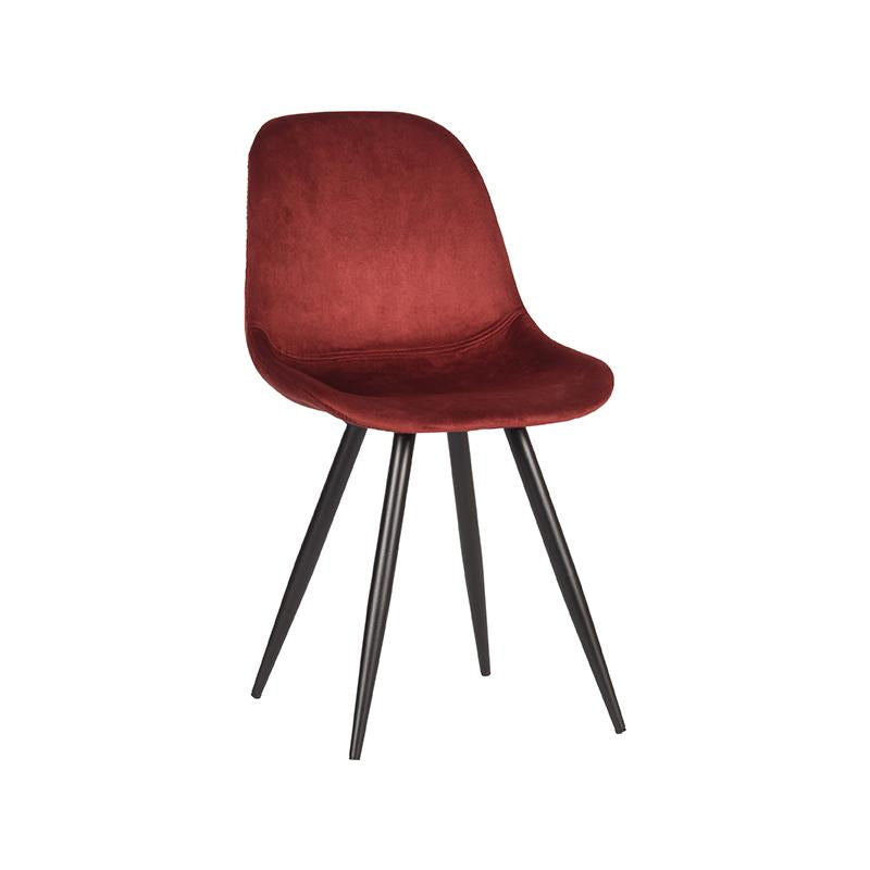 LABEL51 Eetkamerstoel Capri - Set van 2 - Kuipstoel - Keukenstoel - Eetkamerstoelen - Fluweel - Rood - 46 x 56 x 88 cm