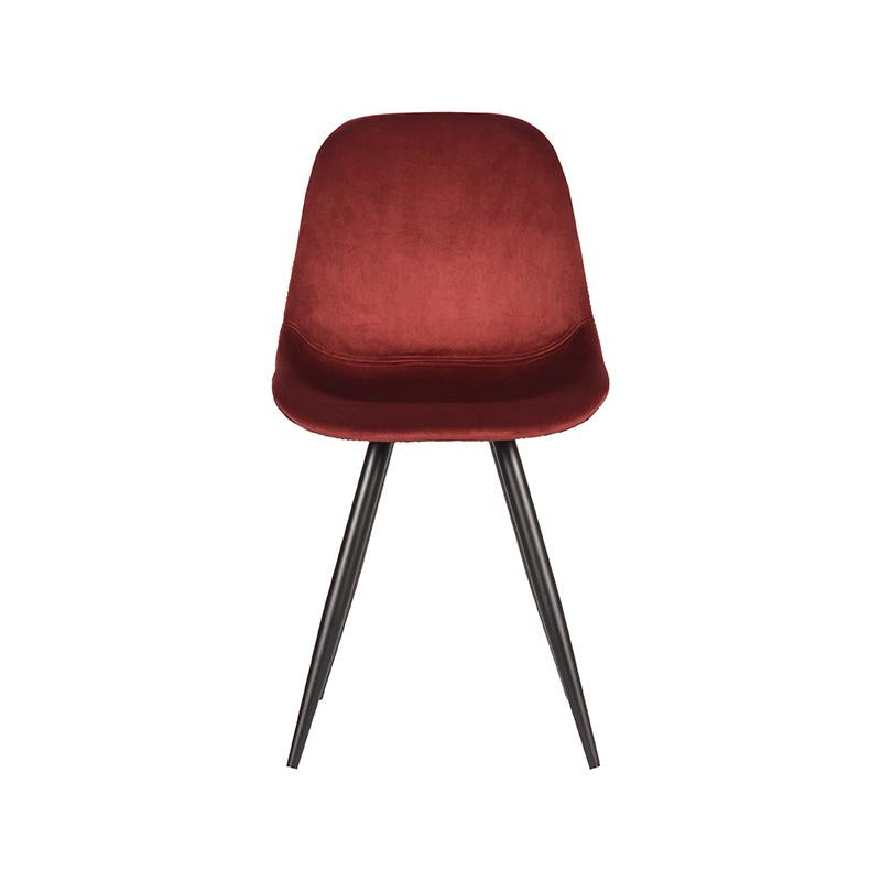 LABEL51 Eetkamerstoel Capri - Set van 2 - Kuipstoel - Keukenstoel - Eetkamerstoelen - Fluweel - Rood - 46 x 56 x 88 cm