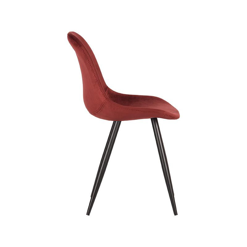 LABEL51 Eetkamerstoel Capri - Set van 2 - Kuipstoel - Keukenstoel - Eetkamerstoelen - Fluweel - Rood - 46 x 56 x 88 cm