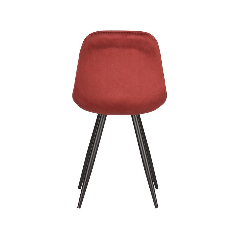 LABEL51 Eetkamerstoel Capri - Set van 2 - Kuipstoel - Keukenstoel - Eetkamerstoelen - Fluweel - Rood - 46 x 56 x 88 cm