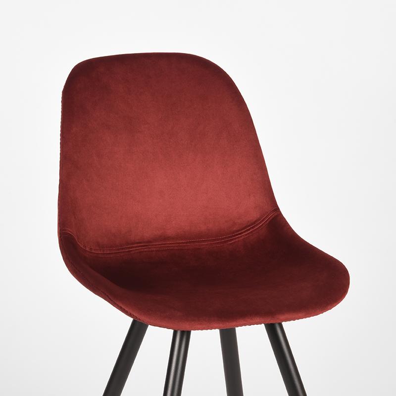 LABEL51 Eetkamerstoel Capri - Set van 2 - Kuipstoel - Keukenstoel - Eetkamerstoelen - Fluweel - Rood - 46 x 56 x 88 cm