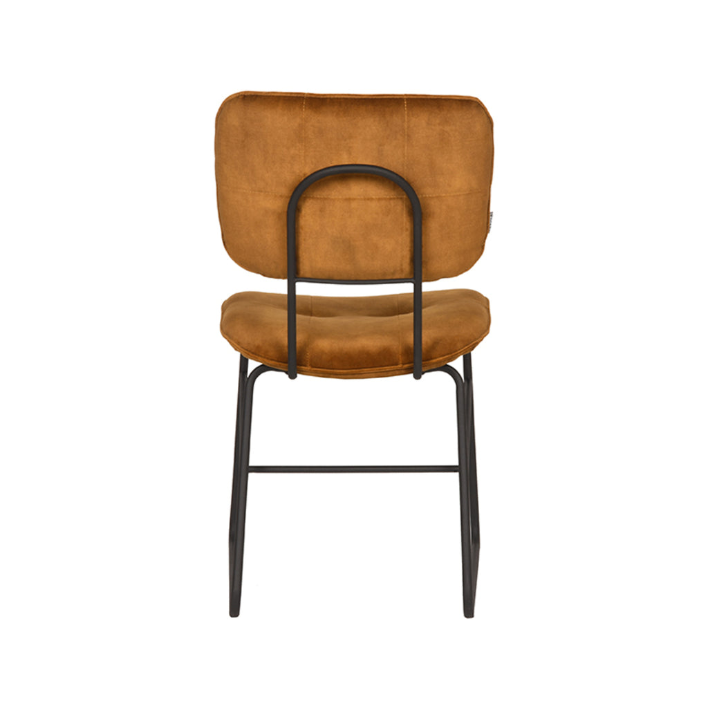 LABEL51 Eetkamerstoel Dez - Set van 2 - Stoel - Eetkamer - Keukenstoel - Eetkamerstoelen - Industrieel - Velours - Oker - 49 x 60 x 87 cm