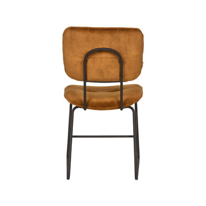 LABEL51 Eetkamerstoel Dez - Set van 2 - Stoel - Eetkamer - Keukenstoel - Eetkamerstoelen - Industrieel - Velours - Oker - 49 x 60 x 87 cm