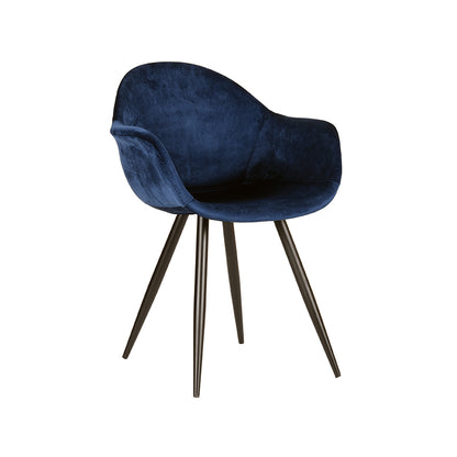 LABEL51 Forli Eetkamerstoel - Set van 2 - Fluweel - Stoel - Eetkamerstoelen - Blauw - 60 x 83 x 58 cm