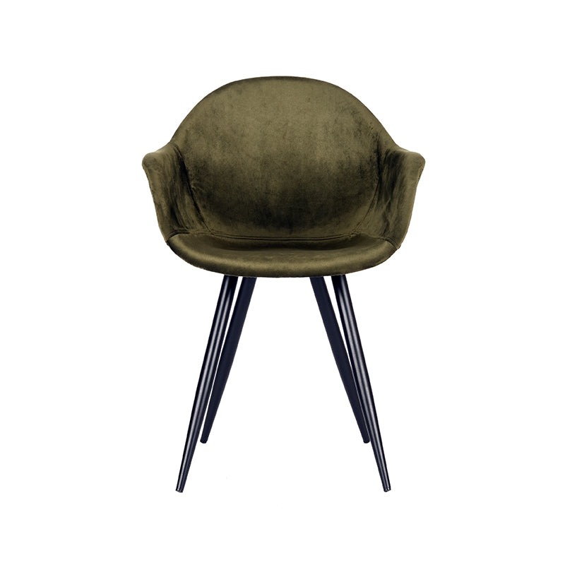 LABEL51 Eetkamerstoel Forli - Set van 2 - Fluweel - Stoel - Eetkamerstoelen - Army green - 60 x 83 x 58 cm