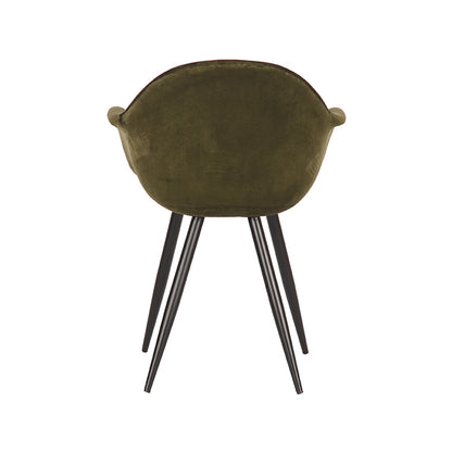 LABEL51 Eetkamerstoel Forli - Set van 2 - Fluweel - Stoel - Eetkamerstoelen - Army green - 60 x 83 x 58 cm