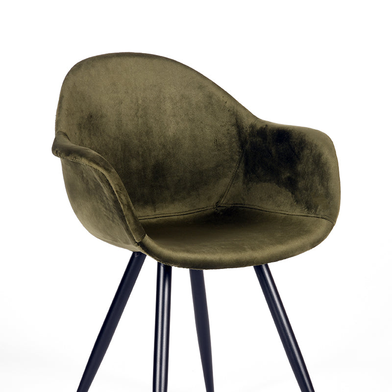LABEL51 Eetkamerstoel Forli - Set van 2 - Fluweel - Stoel - Eetkamerstoelen - Army green - 60 x 83 x 58 cm
