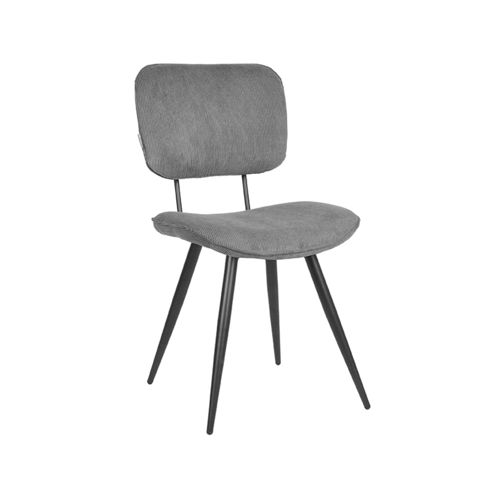 LABEL51 Eetkamerstoel Vic - Set van 2 - Ribcord - Stoel - Eetkamerstoel - Donkergrijs - 49 x 87 x 60 cm