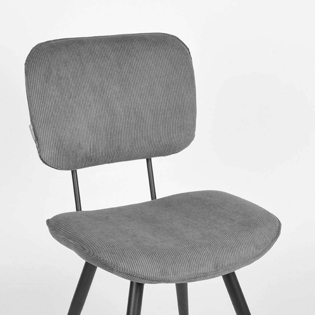 LABEL51 Eetkamerstoel Vic - Set van 2 - Ribcord - Stoel - Eetkamerstoel - Donkergrijs - 49 x 87 x 60 cm