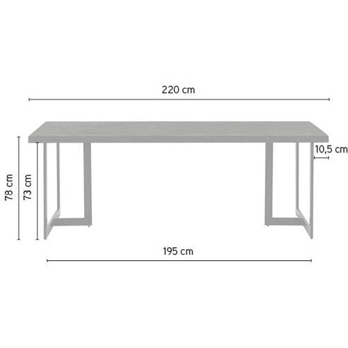 Nancy's Souto Eetkamertafel - Eettafel - Keukentafel - Zwart - Mangohout - 220 x 100 x 78 cm