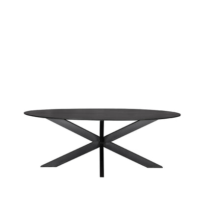 LABEL51 Eetkamertafel Zion - Zwart Mangohout | Zwart Metaal - Ovaal - 210x100 cm