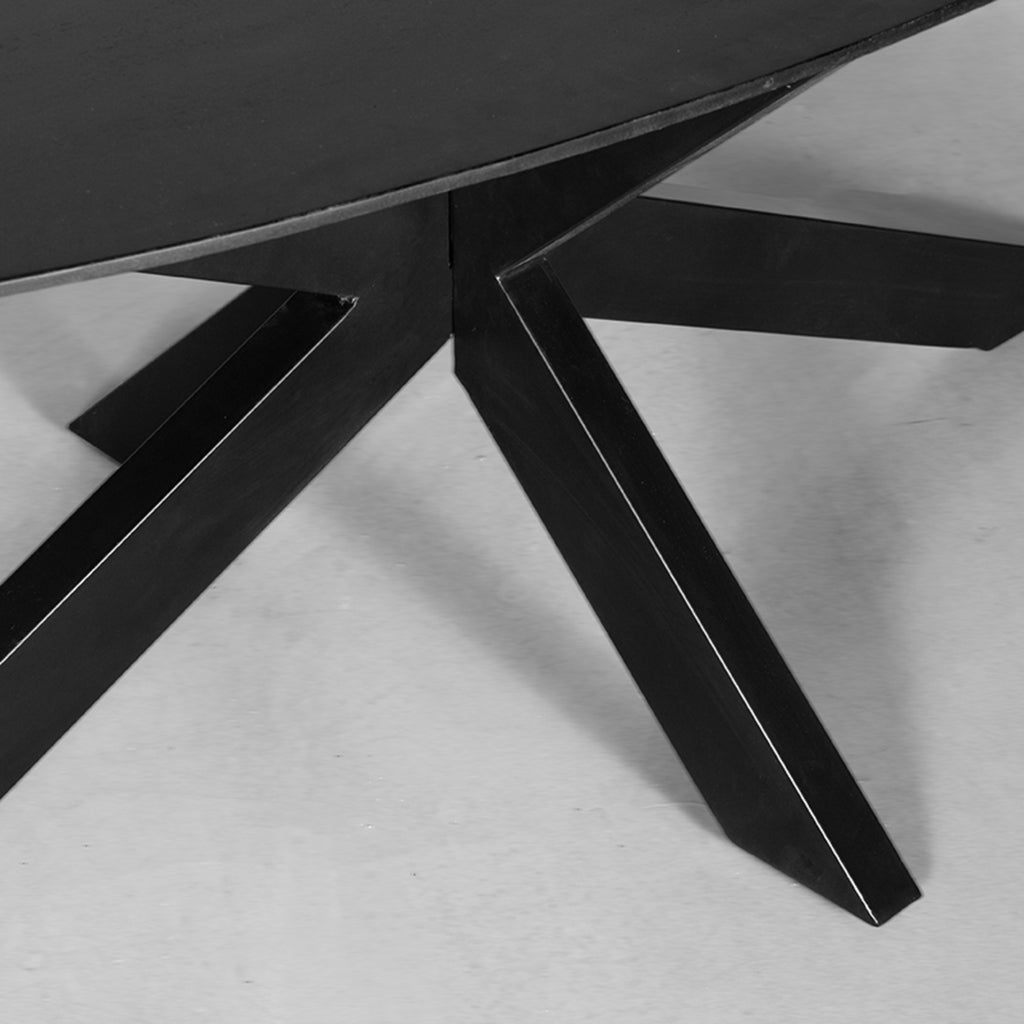 LABEL51 Eetkamertafel Zion - Zwart Mangohout | Zwart Metaal - Ovaal - 210x100 cm