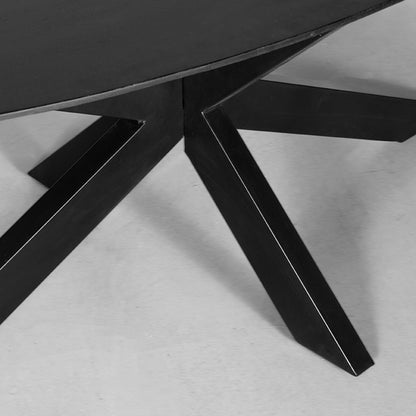 LABEL51 Eetkamertafel Zion - Zwart Mangohout | Zwart Metaal - Ovaal - 210x100 cm