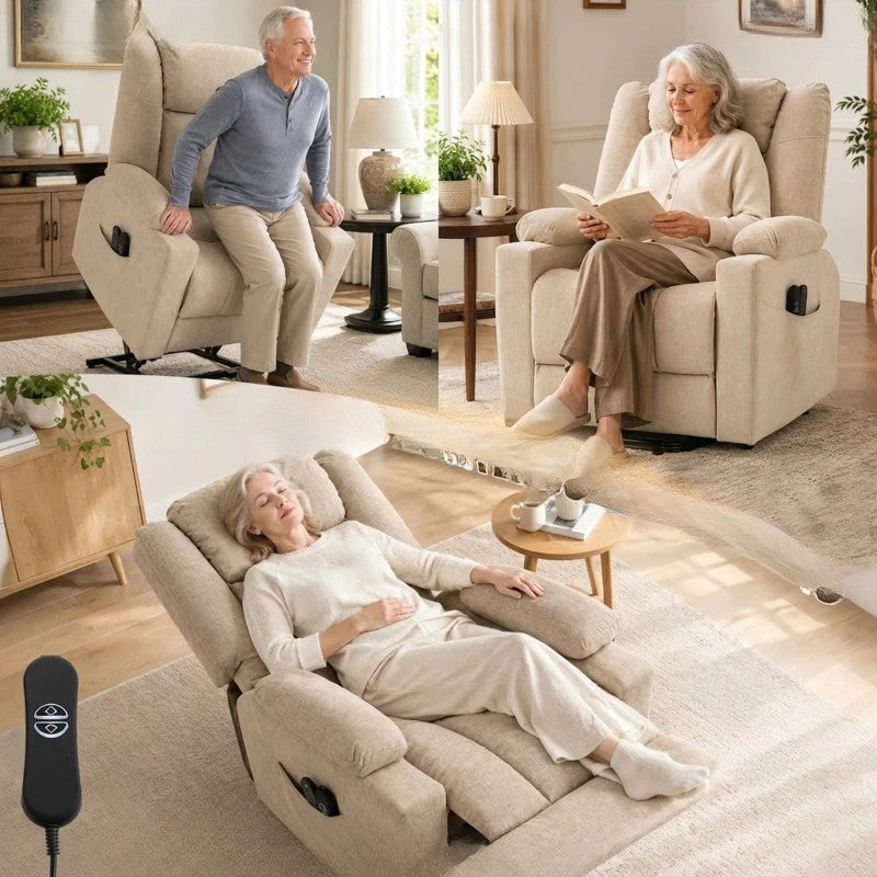 Nancy's Valstrona Sta op Stoelen - Seniorenstoel - Opsta stoel - Trilmassage & Warmte - Crèmewit
