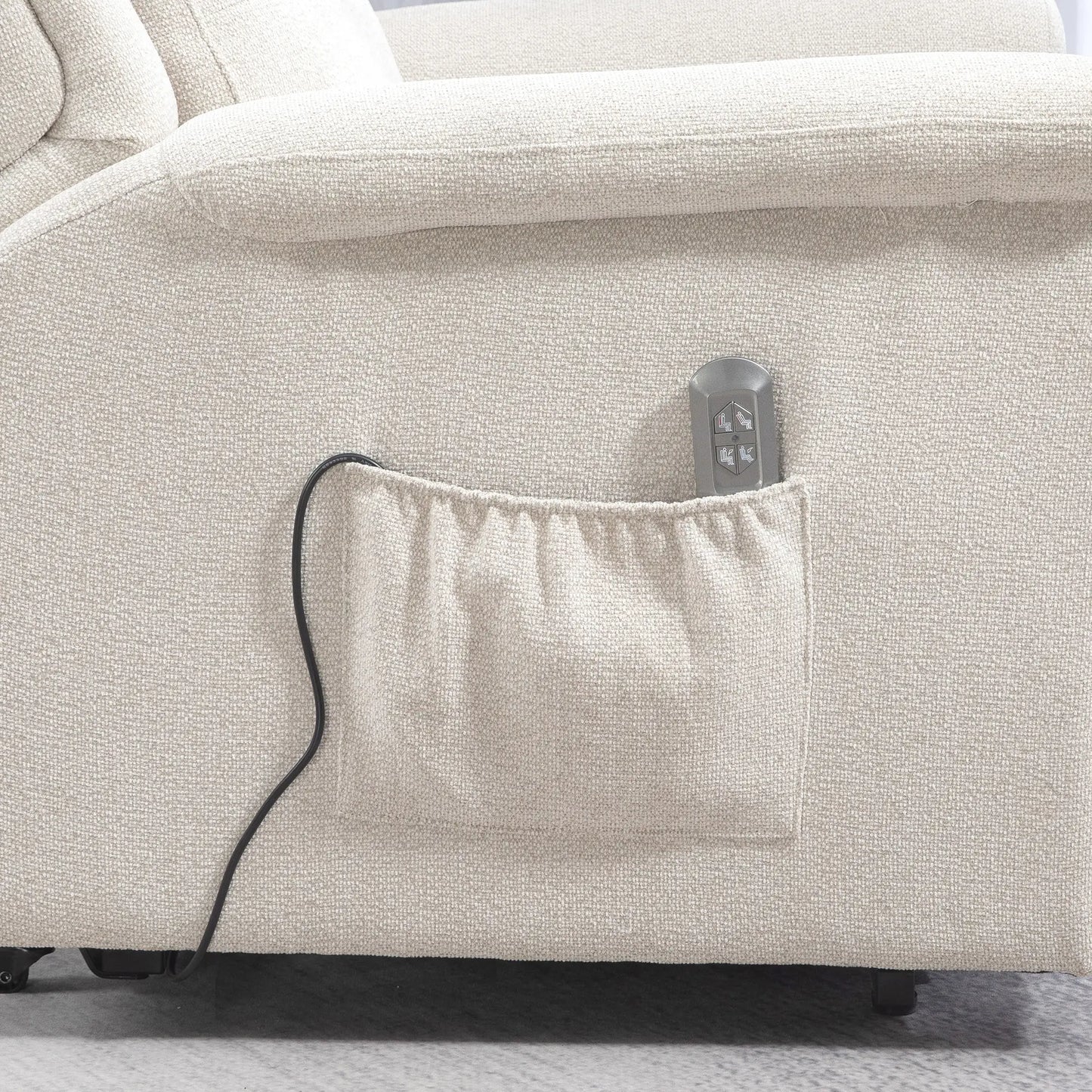 Nancy's Goncalo Sta op stoel - Opsta stoel - Seniorenstoel - Relaxfauteuil - Roomwit - Linnen