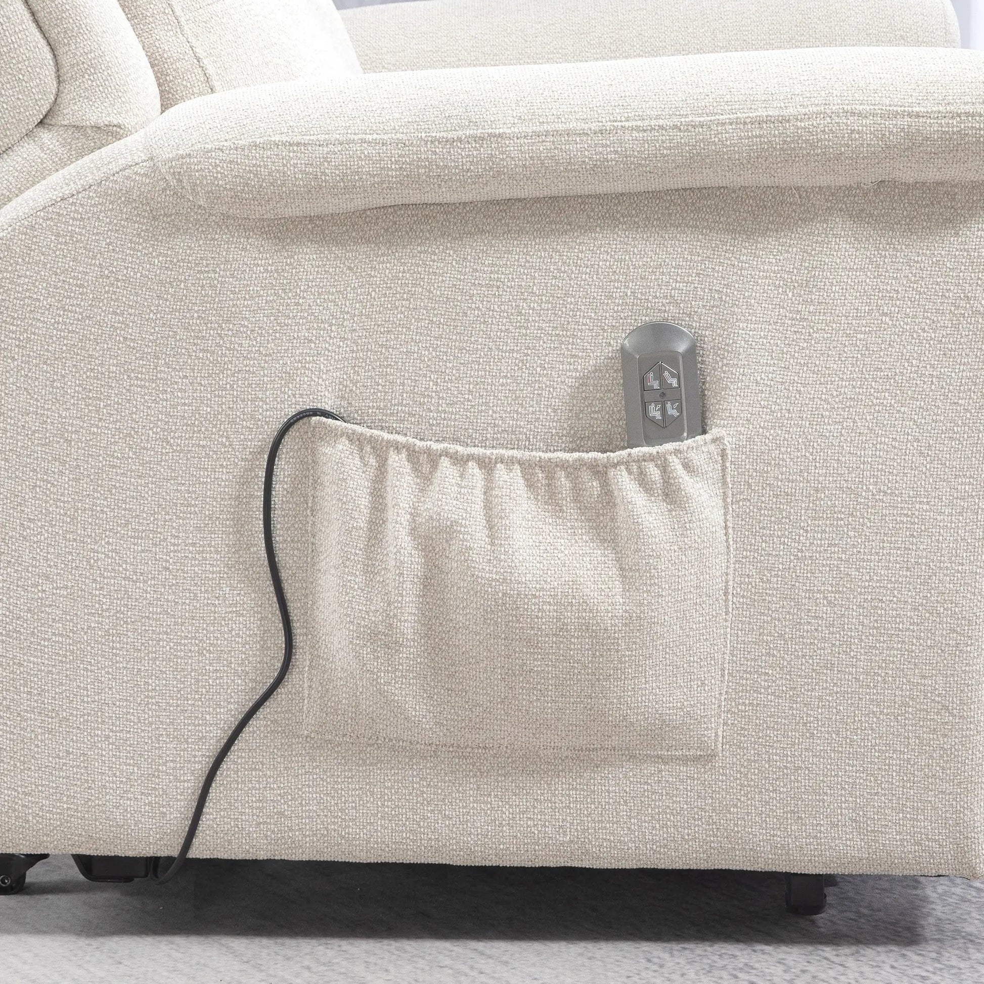 Nancy's Goncalo Sta op stoel - Opsta stoel - Seniorenstoel - Relaxfauteuil - Roomwit - Linnen