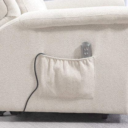 Nancy's Goncalo Sta op stoel - Opsta stoel - Seniorenstoel - Relaxfauteuil - Roomwit - Linnen