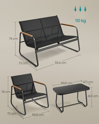 Nancy's Entracque Tuinset - Tuinmeubelset - 4-Delige Set voor Buiten - Zwart