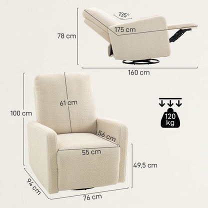 Nancy's Padus Relaxfauteuil - Loungestoel - Relaxstoel - Beige - Fleece