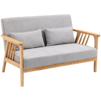 Nancy's Easton Sofa Relax Canapé 2 places, avec 2 coussins, aspect velours, bois d'hévéa, 130 cm