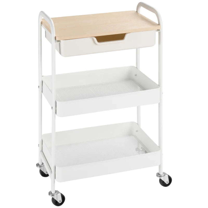 Nancy's Monterenzio Trolley - Serveerwagen - Keukentrolley - Wit - ± 45 x 30 x 75 cm
