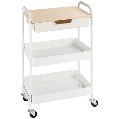 Nancy's Monterenzio Trolley - Serveerwagen - Keukentrolley - Wit - ± 45 x 30 x 75 cm