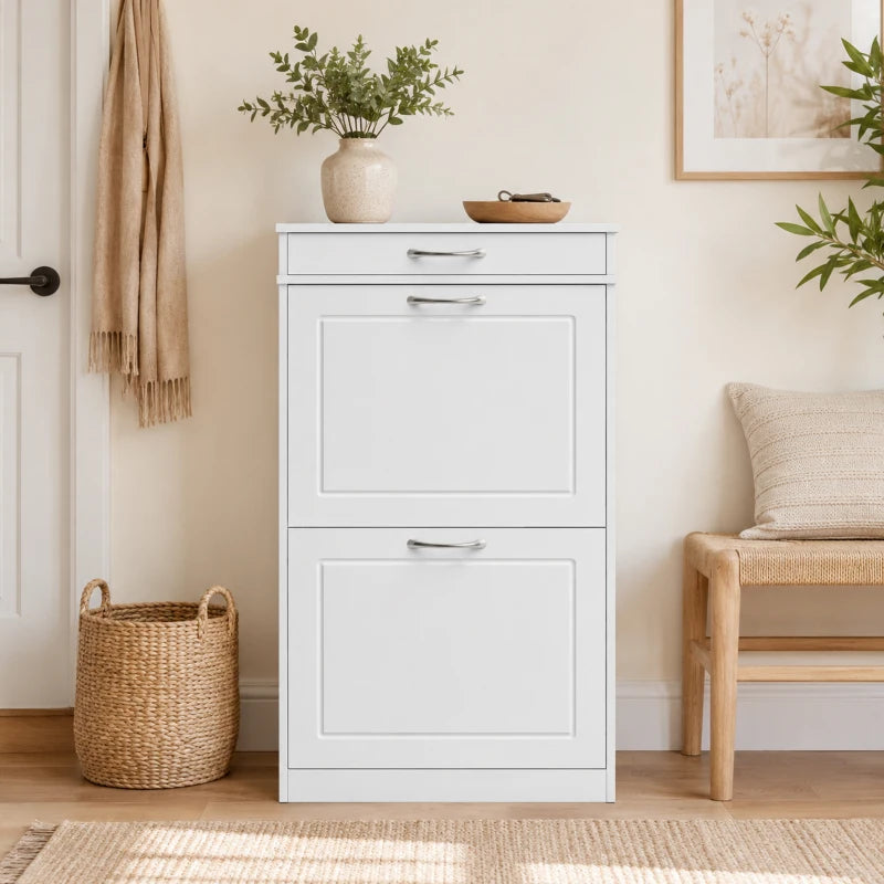 Nancy's Telese Schoenenkast - Opbergkast voor schoenen - Verstelbare indeling - Wit - MDF - ± 55 x 25 x 90 cm