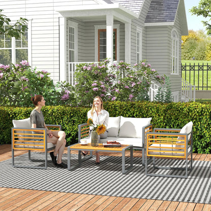 Nancy's Gavirate Loungeset - Tuinset - Tuinmeubelset - Beige / Grijs - Acaciahout