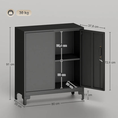 Nancy's Misilmeri Archiefkast - Kantoorkast - Dossierkast - Bureaukast - Zwart - Staal - ± 80 x 35 x 90 cm