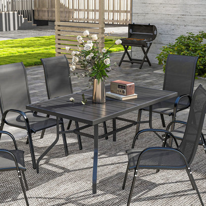 Nancy's Fontaniva Tuintafel - Terrastafel - Eettafel voor buiten - Zwart - Staal - ± 150 x 90 x 75 cm