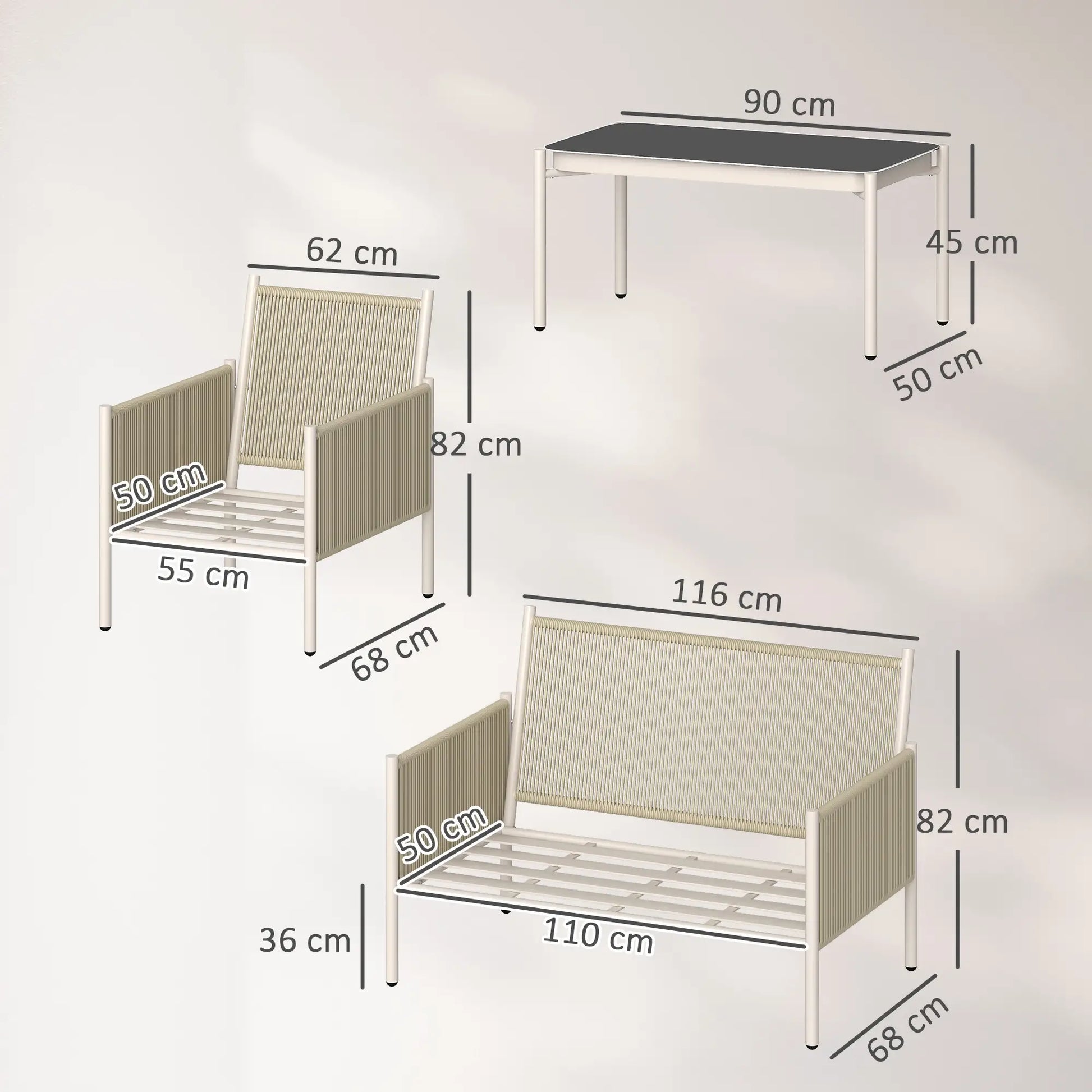 Nancy's Gallio Loungeset - Tuinset - Tuinmeubelset - Lichtgrijs / Bruin - Rotan
