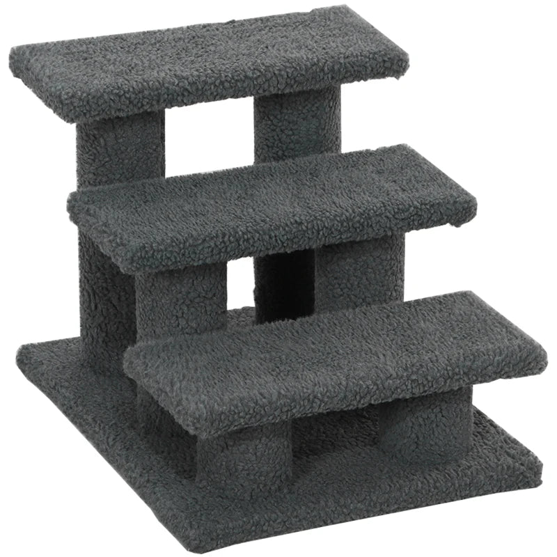 Nancy's Torno Kattentrap - Met 3 treden - Donkergrijs - Pluche - 45 x 35 x 34 cm