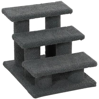 Nancy's Torno Kattentrap - Met 3 treden - Donkergrijs - Pluche - 45 x 35 x 34 cm
