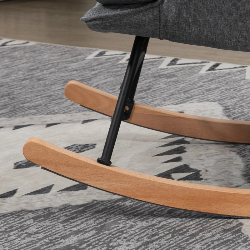 Nancy's Aroios Schommelstoel met voetenbankje - Relaxstoel - Loungestoel - Grijs - Imitatielinnen