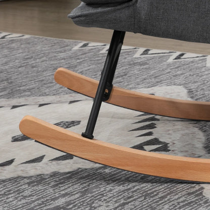 Nancy's Aroios Schommelstoel met voetenbankje - Relaxstoel - Loungestoel - Grijs - Imitatielinnen